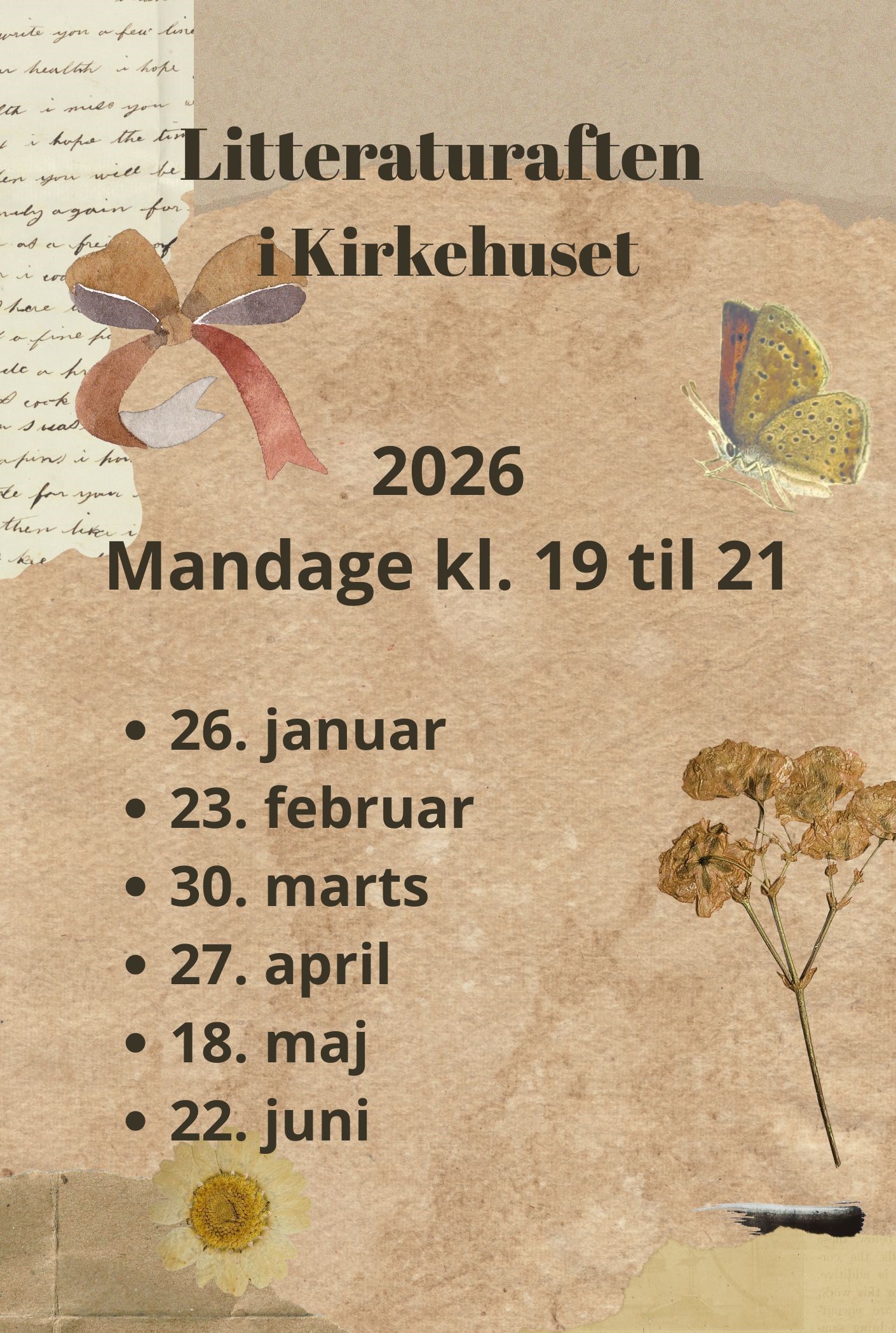 Datoer for litteraturgruppen i 2025